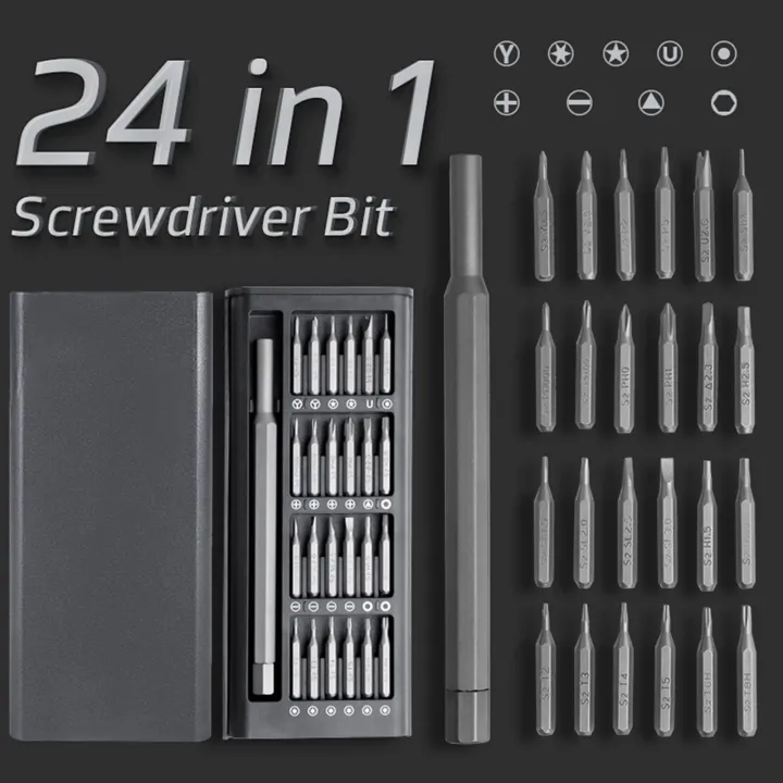 Picture of 24 in 1 Multifunctional Screwdriver Tool Set For Mobile Phone, Computer, Electronic Product repair, Camera Maintenance and Disassembly_The Asia Express - Black