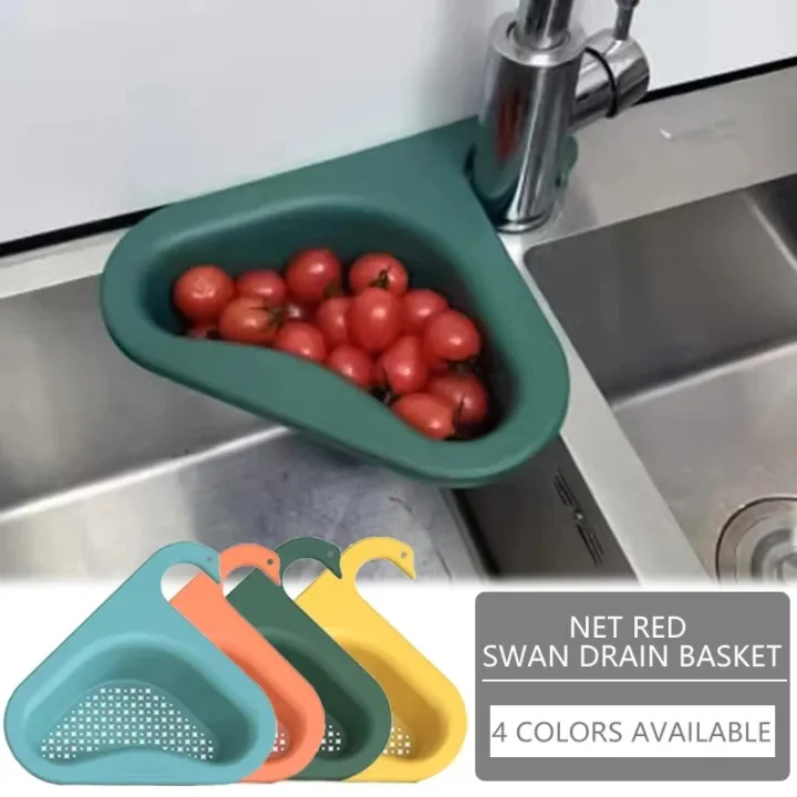 Picture of Kitchen Sink Filter Swan Drain Basket Garbage Filter Multifunctional Hanging Rack Shelf Strainer Sink Hanging Rack Accessories_ The Asia Express - Multicolor