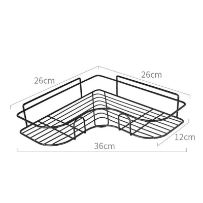 Picture of Bathroom Corner Storage Shelves Wall Mounted Rack Shampoo Holder Iron Shower Drain Basket Punch-Free Organizer_The Asia Express - Black