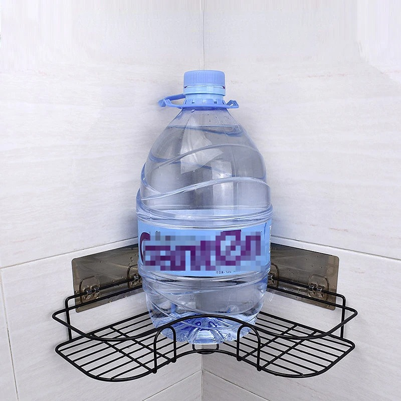 Picture of Bathroom Corner Storage Shelves Wall Mounted Rack Shampoo Holder Iron Shower Drain Basket Punch-Free Organizer_The Asia Express - Black