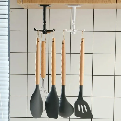 Picture of Kitchen Hook Multi-Purpose Hooks 360 Degrees Rotated Rotatable Rack For Organizer And Storage Spoon Hanger For Kitchen Gadgets_The Asia Express - Multicolor