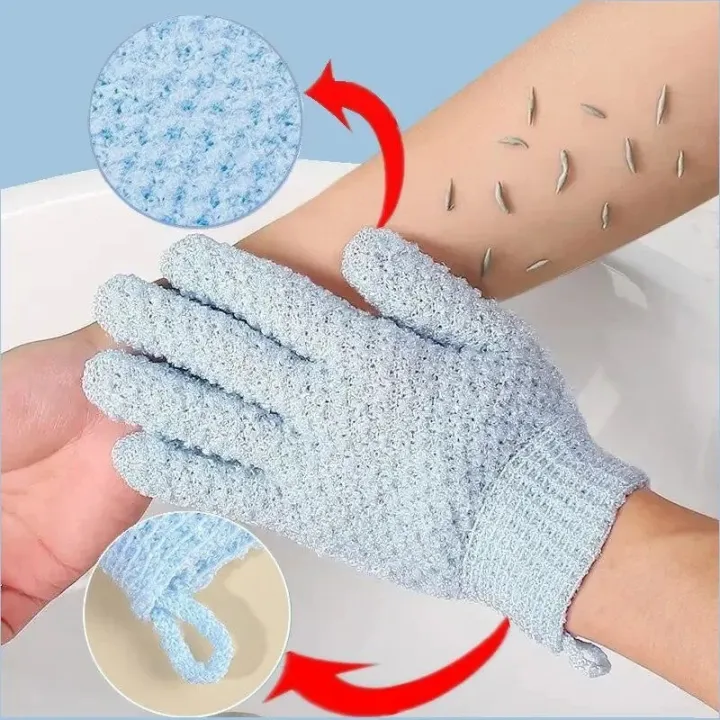 Picture of 1/2 pcs Pack Of Five Finger Bath Gloves Creative Home Body Massage Sponge Lazy Bath Gloves Deodorant Massage Elastic Bath Scrub Mud_The Asia Express