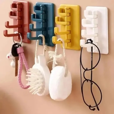 Picture of 1PC Self Adhesive Wall Hook Strong Without Drilling Coat Bag Bathroom Door Kitchen Towel Hanger Hooks Home Storage Accessories-The Asia Express - Multicolor