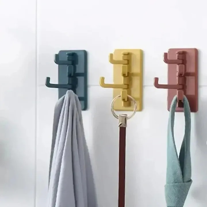 Picture of 1PC Self Adhesive Wall Hook Strong Without Drilling Coat Bag Bathroom Door Kitchen Towel Hanger Hooks Home Storage Accessories-The Asia Express - Multicolor