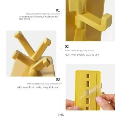 Picture of 1PC Self Adhesive Wall Hook Strong Without Drilling Coat Bag Bathroom Door Kitchen Towel Hanger Hooks Home Storage Accessories-The Asia Express - Multicolor