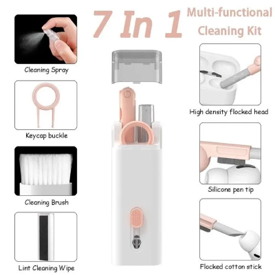 Picture of Keyboard Cleaning Tool Portable Multifunctional Cleaning brush Tool Electronics 7 in 1 Earbud keyboard laptop Cleaning Pen cleaner Kit-The Asia Express - Multicolor
