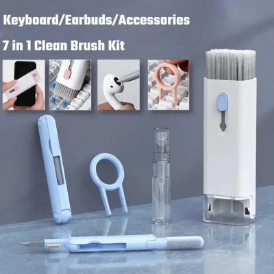Picture of Keyboard Cleaning Tool Portable Multifunctional Cleaning brush Tool Electronics 7 in 1 Earbud keyboard laptop Cleaning Pen cleaner Kit-The Asia Express - Multicolor