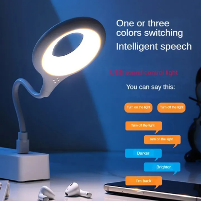 Picture of Portable LED Book Light USB Flexo Led Desk Lamp Intelligent Voice Reading Lamp For Computer PC Laptop Ring Eye Care Lighting-The Asia Express - Multicolor