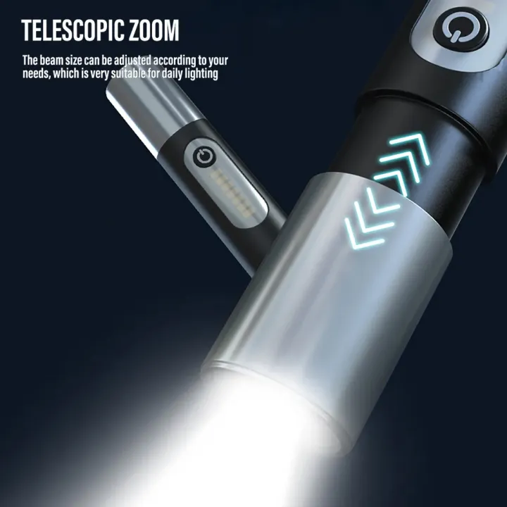 Picture of Multifunctional LED Flashlight XST-836 Work Light USB Rechargeable Camping Fishing Lantern Waterproof Zoom Torch KeyChain Lamp-The Asia Express - Multicolor