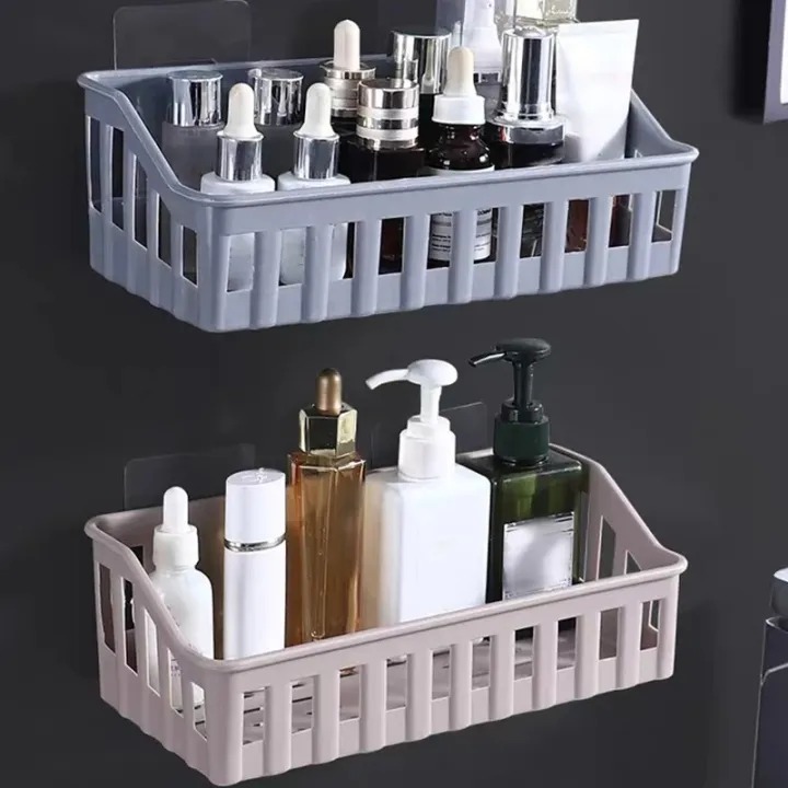 Picture of Bathroom Shelf Wall Mounted Storage Basket Punch Free Storage Rack Shower Organizer Kitchen Storage Holder-The asia Express - Multicolor