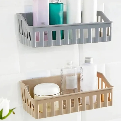 Picture of Bathroom Shelf Wall Mounted Storage Basket Punch Free Storage Rack Shower Organizer Kitchen Storage Holder-The asia Express - Multicolor