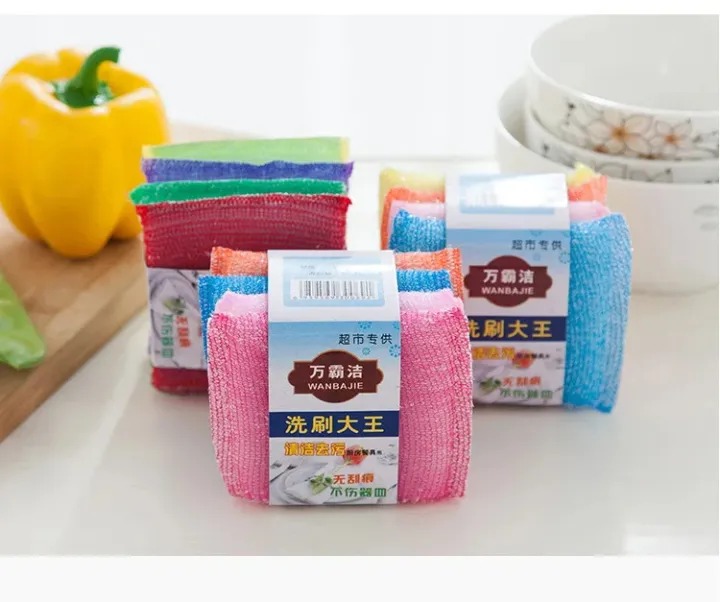 Picture of 4pcs Double Sided Kitchen Cleaning Sponge Kitchen Clean Cloth Dishwashing Sponge Decontamination Pot Bowl Clean Bathroom Accessories-Multicolor-The Asia Express - Multicolor