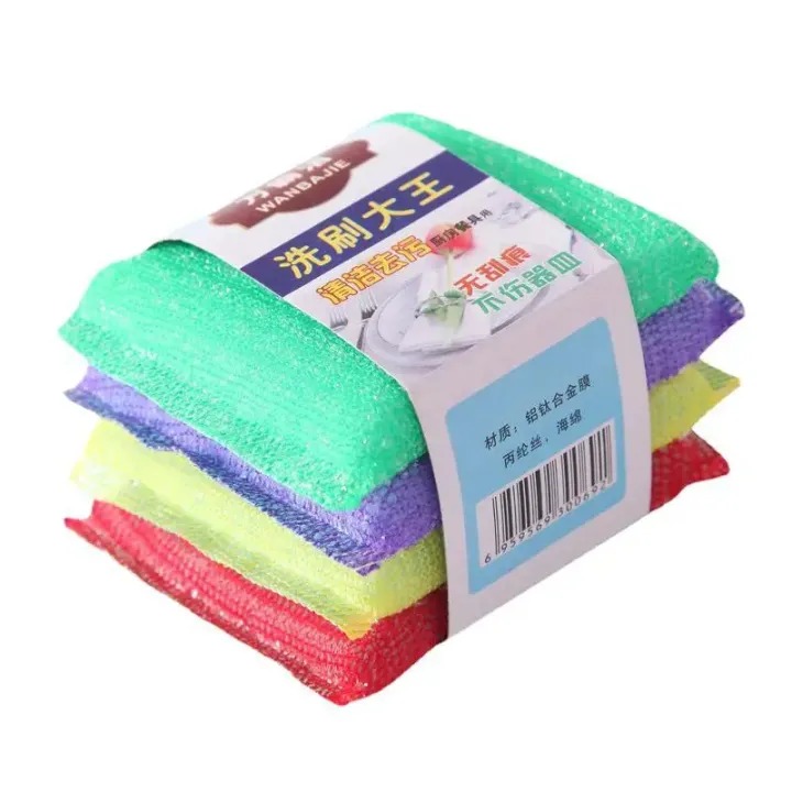 Picture of 4pcs Double Sided Kitchen Cleaning Sponge Kitchen Clean Cloth Dishwashing Sponge Decontamination Pot Bowl Clean Bathroom Accessories-Multicolor-The Asia Express - Multicolor