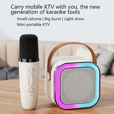 Picture of K12 Karaoke Machine Portable 5.3 Bluetooth Speaker System with 1 Wireless Microphones for Home Family Singing Children's Gifts-The Asia Express - Multicolor