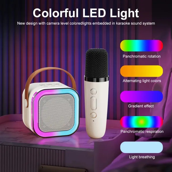 Picture of K12 Karaoke Machine Portable 5.3 Bluetooth Speaker System with 1 Wireless Microphones for Home Family Singing Children's Gifts-The Asia Express - Multicolor