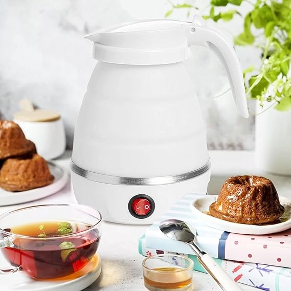Picture of 600mlTravel Household Folding Kettle Silicone304 Stainless Steel Portable KettleCompression Foldable Leakproof KitchenAppliances-The Asia Express - White