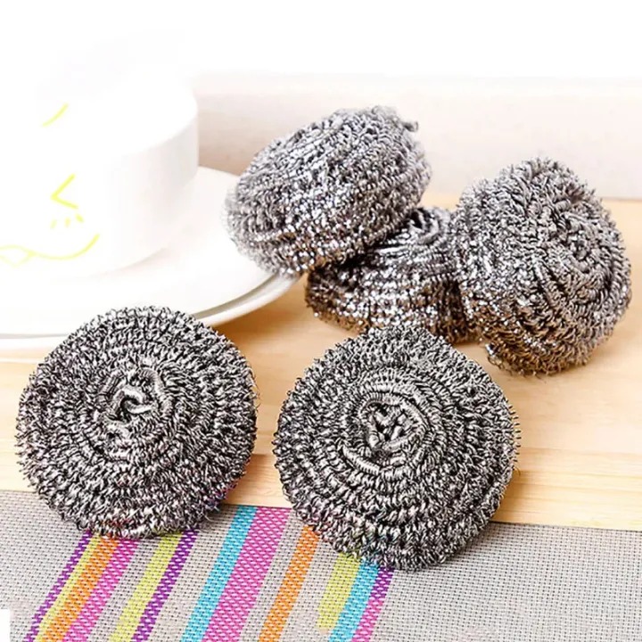 Picture of 4pcs Stainless Steel Cleaning Ball Brushes Household Cleaning Products Dishwashing Sponges with Wire Kitchen Tools-The Asia Express - Black