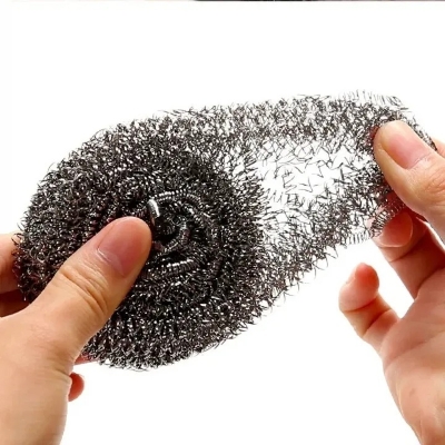 Picture of 4pcs Stainless Steel Cleaning Ball Brushes Household Cleaning Products Dishwashing Sponges with Wire Kitchen Tools-The Asia Express - Black