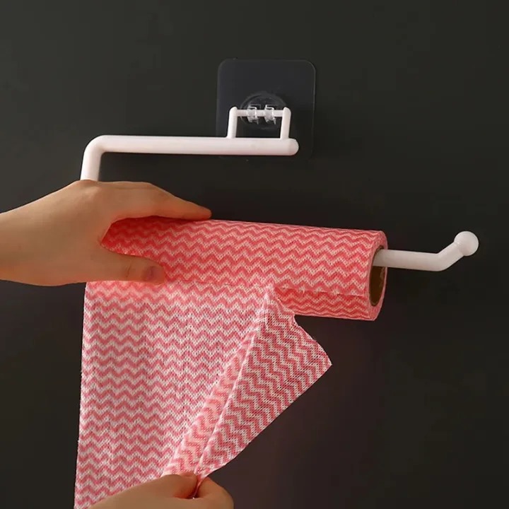 Picture of Punchfree Kitchen Paper Towel Rack Holder Paper Roll Rack Hanger Rag Storage Rack Wallmounted Towel Kitchen Bathroom Accessories-The Asia Express - Multicolor