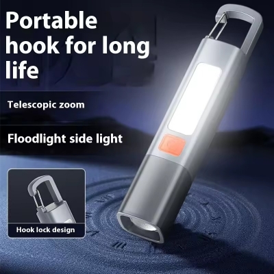 Picture of Super Bright COB  Lights LED XPE Mini Portable Torch Zoomable Waterproof Outdoor Fishing Hunting Camping Flashlight - Dark Ash