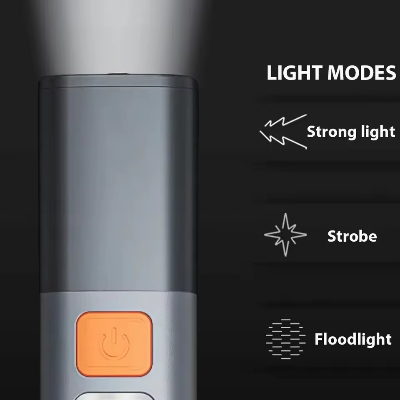 Picture of Super Bright COB  Lights LED XPE Mini Portable Torch Zoomable Waterproof Outdoor Fishing Hunting Camping Flashlight - Dark Ash