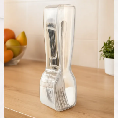 Picture of 2Pcs Modern Transparent Spoon Holder for Kitchen – Sleek & Stylish Design(2Pcs)-The Asia Express - spoon box