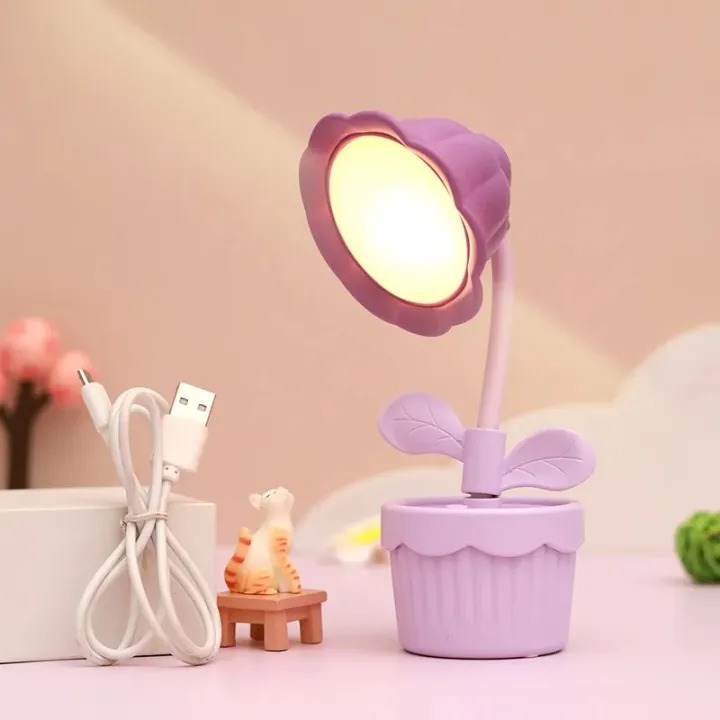 Picture of Cute Flower Shape Night Light LED Table Lamp USB Charging Desktop Accessories Students Study Reading Light Children's Gifts- The Asia Express - Multicolor