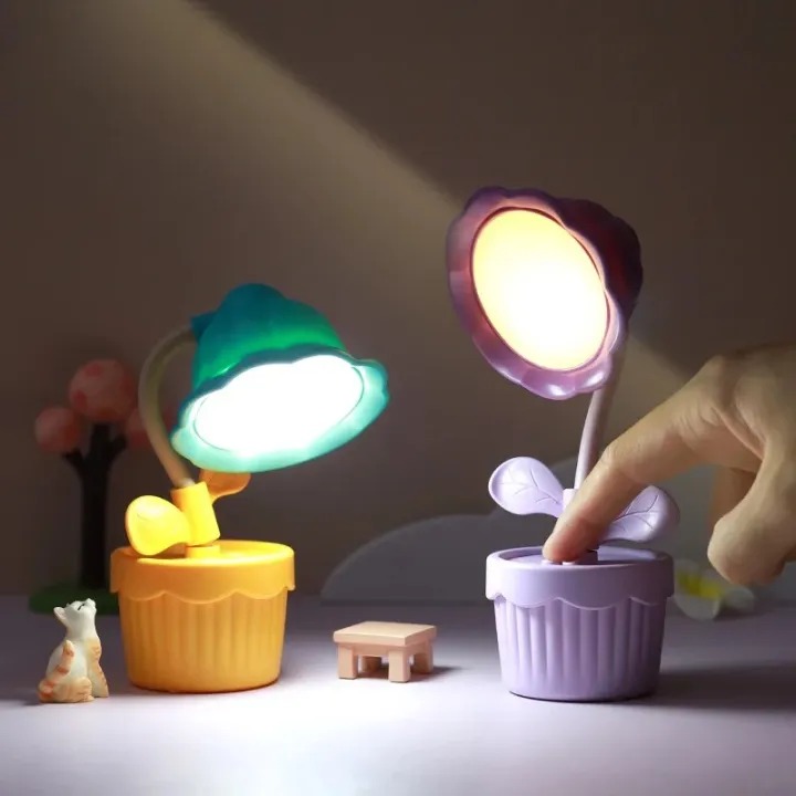 Picture of Cute Flower Shape Night Light LED Table Lamp USB Charging Desktop Accessories Students Study Reading Light Children's Gifts- The Asia Express - Multicolor