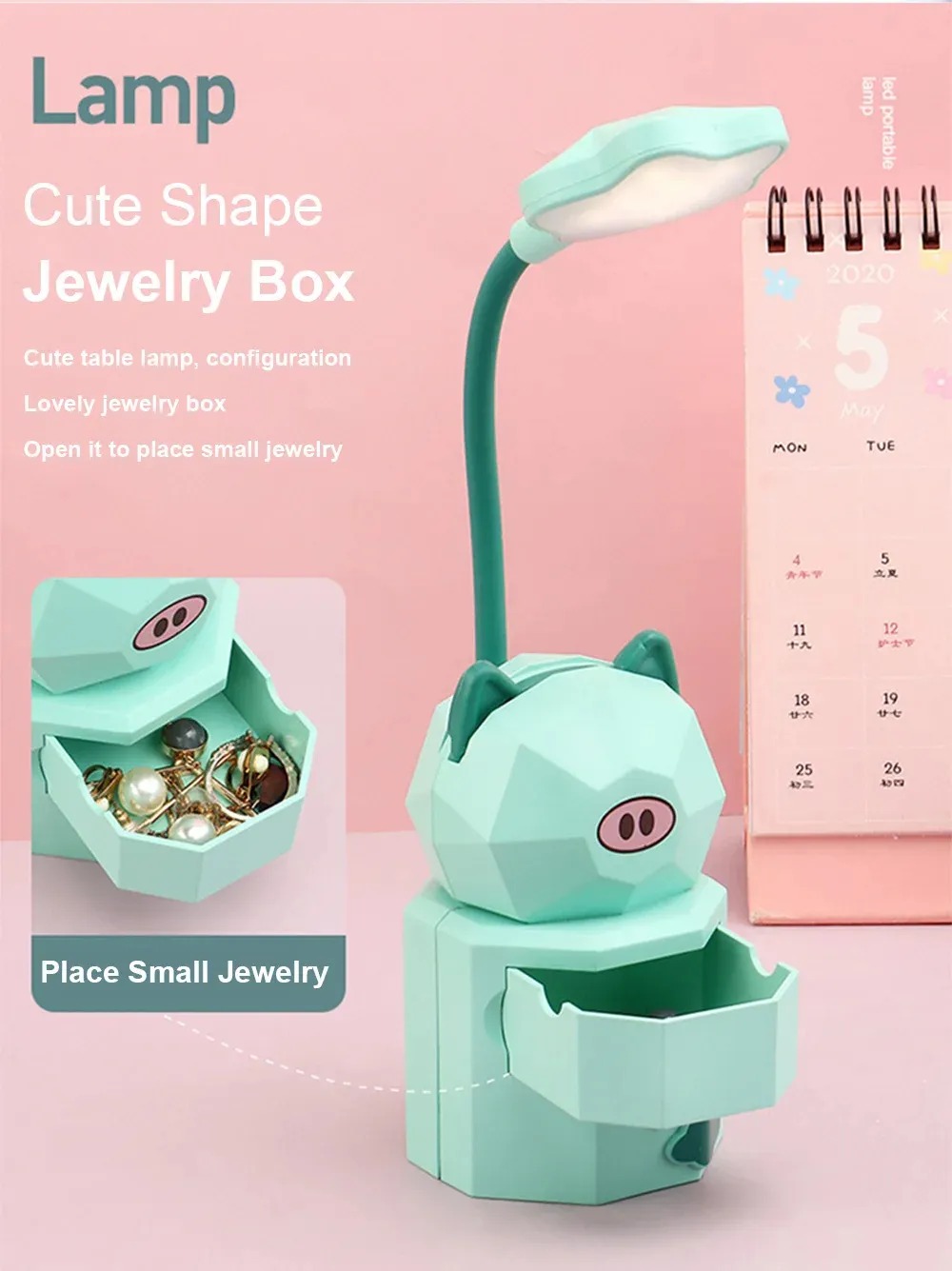 Picture of Book Lamp Rechargeable Bed Light Reading Light For Kids Mighty Bright Book Lights Kids Lamps for Bedrooms Girls,Kids Reading Light Cute Design USB Charging Warm Light 360 Degrees Gooseneck-The Asia Express - Multicolor