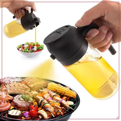 Picture of 2-In-1 Glass Oil Dispenser Suitable Forkitchen 2-In-1 Glass Oil Dispenser & Sprayer- The Asia Express - Black