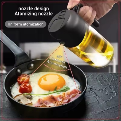 Picture of 2-In-1 Glass Oil Dispenser Suitable Forkitchen 2-In-1 Glass Oil Dispenser & Sprayer- The Asia Express - Black