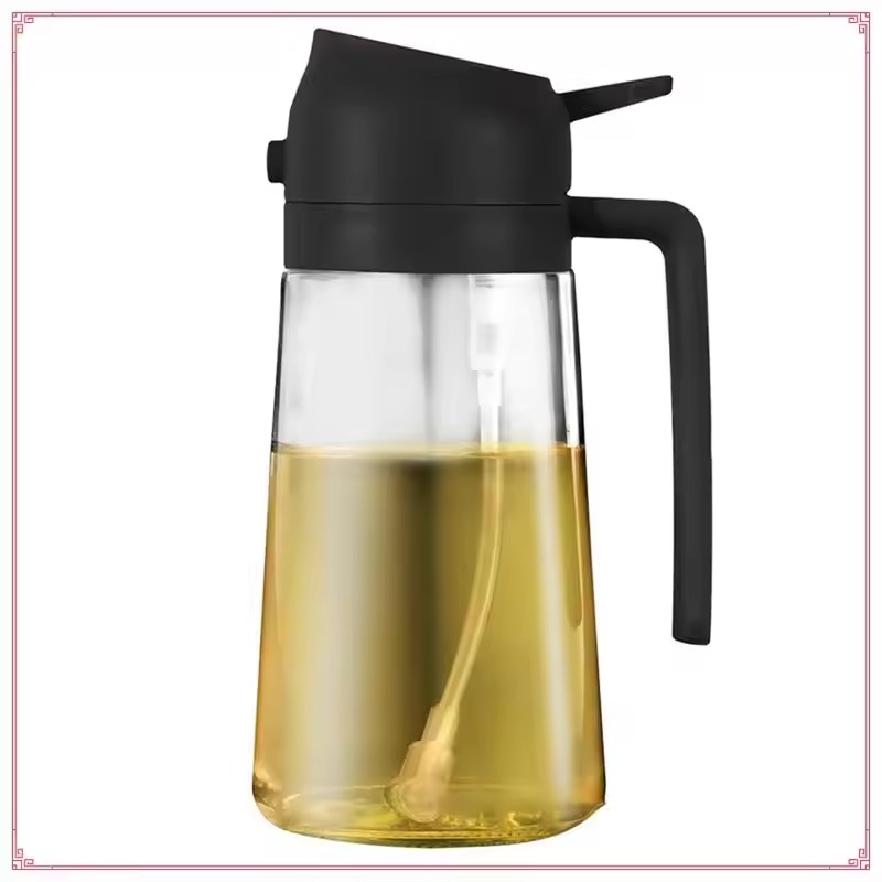 Picture of 2-In-1 Glass Oil Dispenser Suitable Forkitchen 2-In-1 Glass Oil Dispenser & Sprayer- The Asia Express - Black