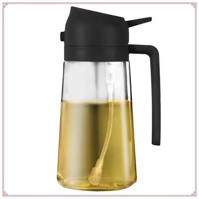Picture of 2-In-1 Glass Oil Dispenser Suitable Forkitchen 2-In-1 Glass Oil Dispenser & Sprayer- The Asia Express - Black
