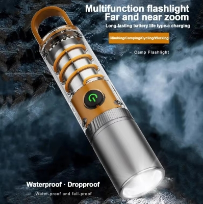 Picture of LED Strong Light Flashlight Torch Outdoor Multi Function Emergency Rescue Camping Light USB Chargeable Waterproof Night Lamp- The Asia Express