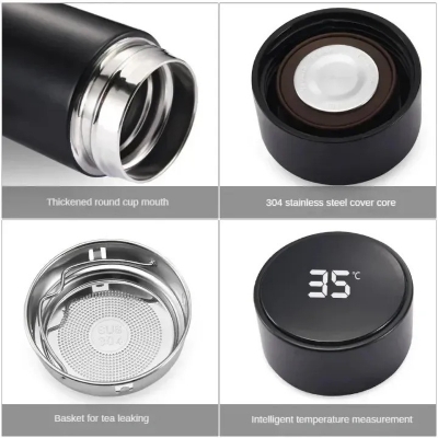 Picture of 500ml Stainless Steel Thermos Bottle with Digital Temperature Display LED Intelligent Temperature Measurement Cup Vacuum Flask- The Asia Express - Multicolor