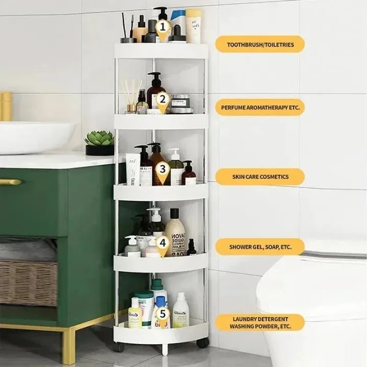 Picture of 4 layer Bathroom Storage Cart With Wheels Kitchen Living Room Storage Rack High Load-Bearing Capacity Home Accessories- The Asia Express - Multicolor