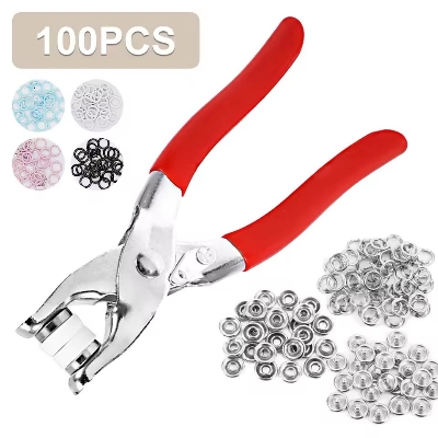 Picture of Five-prong Button Installation Tool Snap Tool Kit Metal Snap Ring Belt Fastening Pliers Clamping Tool Kit For Garment Sewing- The Asia Express - Multicolor