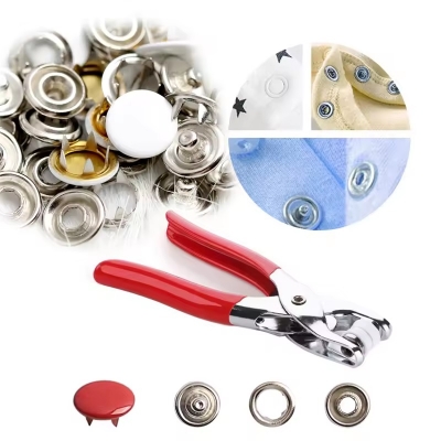 Picture of Five-prong Button Installation Tool Snap Tool Kit Metal Snap Ring Belt Fastening Pliers Clamping Tool Kit For Garment Sewing- The Asia Express - Multicolor