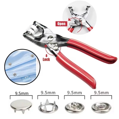 Picture of Five-prong Button Installation Tool Snap Tool Kit Metal Snap Ring Belt Fastening Pliers Clamping Tool Kit For Garment Sewing- The Asia Express - Multicolor