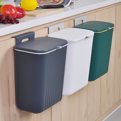 Picture of Wall Hanging Dustbin Classical trash bin With Lid Wall Mounted Hanging Trash Bin Litter Holder Cabinet Door Kitchen Bathroom Decorative Trash Can Bin Eco-Friendly Home Decor Garbage Bin Counter Bins Dustbin for office- The Asia Express - Multicolor