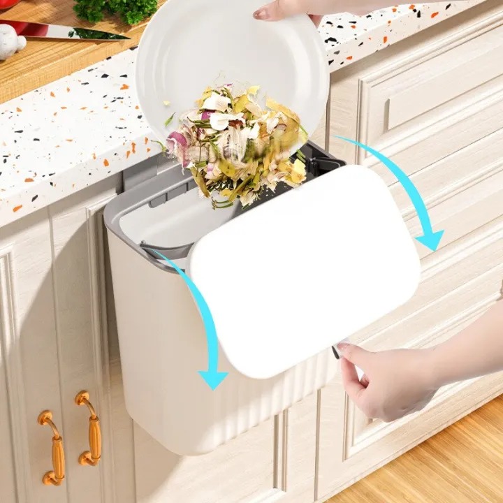 Picture of Wall Hanging Dustbin Classical trash bin With Lid Wall Mounted Hanging Trash Bin Litter Holder Cabinet Door Kitchen Bathroom Decorative Trash Can Bin Eco-Friendly Home Decor Garbage Bin Counter Bins Dustbin for office- The Asia Express - Multicolor