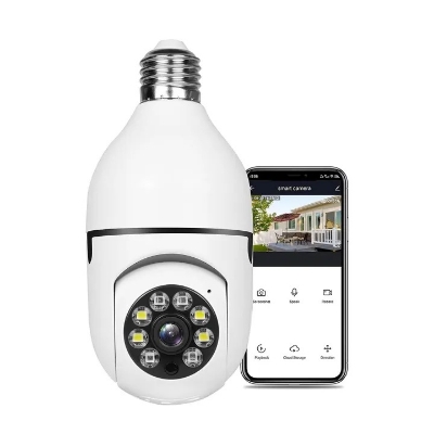 Picture of Smart WiFi Wireless Light Bulb Camera – 360° HD Panoramic 2MP/1080P IP Security Camera with Motion Detection, Night Vision, Two-Way Audio & App Control – Easy Plug-in Light Socket Surveillance Camera for Home, Office & Outdoor Monitoring- The Asia Express - White