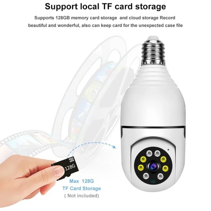 Picture of Smart WiFi Wireless Light Bulb Camera – 360° HD Panoramic 2MP/1080P IP Security Camera with Motion Detection, Night Vision, Two-Way Audio & App Control – Easy Plug-in Light Socket Surveillance Camera for Home, Office & Outdoor Monitoring- The Asia Express - White