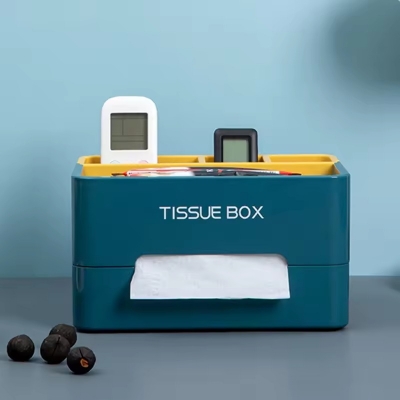 Picture of Multifunctional Rectangular Tissue Box Cover – Modern Decorative Tissue Box Holder with Built-In Storage Organizer for Living Room, Bedroom, Office & Home Decoration - The Asia Express - Multicolor