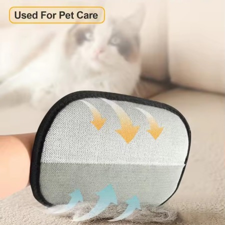 Picture of Electrostatic Pet Hair Remover Gloves – Dual-Sided Reusable Dog & Cat Hair Cleaning Gloves for Sofa, Bed, Clothes, Carpet, Car Interior & Home Furniture – Fast & Gentle Pet Fur Removal Tool- The Asia Express - Black