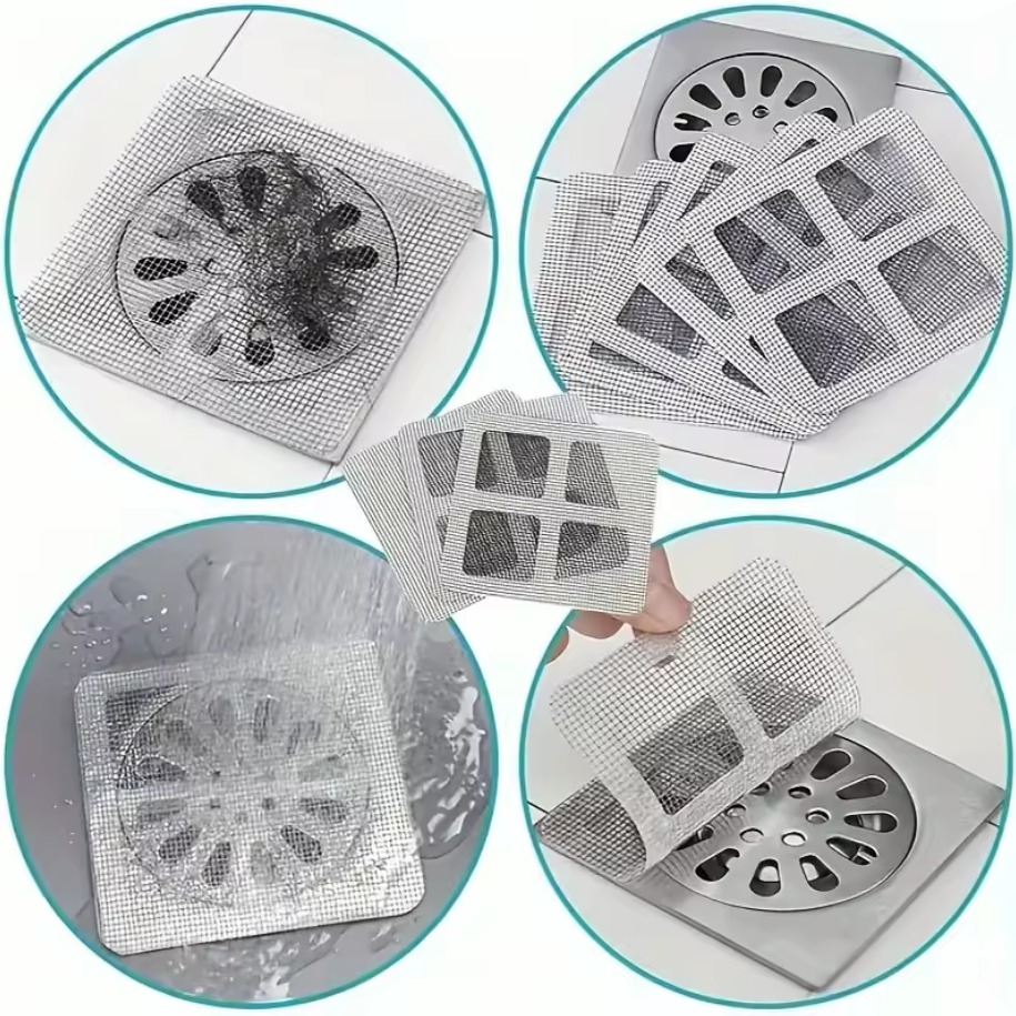 Picture of 1/5/10 Pcs Disposable Floor Drain Hair Catcher Stickers – Shower & Sink Mesh Strainers for Bathtub, Bathroom, Kitchen & Hair-Free Drain Protection- The Asia Express