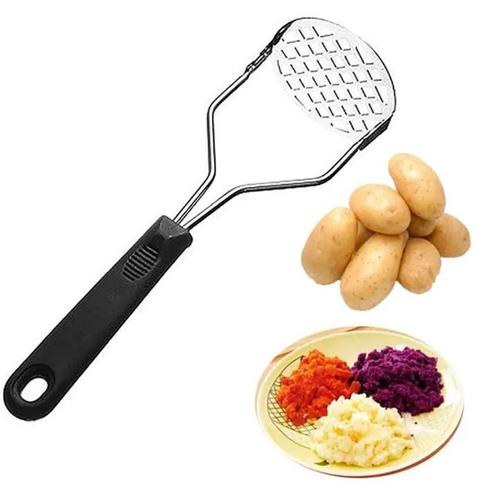 Picture of Premium Stainless Steel Potato Masher with Comfortable Plastic Handle – Heavy-Duty Food Press for Mashed Potatoes, Vegetables, Fruits & Cooking – Durable, Rust-Resistant, Multicolor Kitchen Tool for Home & Professional Use- The Asia Express - Multicolor
