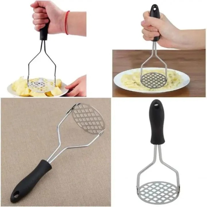 Picture of Premium Stainless Steel Potato Masher with Comfortable Plastic Handle – Heavy-Duty Food Press for Mashed Potatoes, Vegetables, Fruits & Cooking – Durable, Rust-Resistant, Multicolor Kitchen Tool for Home & Professional Use- The Asia Express - Multicolor