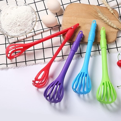 Picture of Egg Beaters Manual Whisk & Food Clip – Plastic Hand Stirring Stick, Manual Mixer for Eggs, Sauces, Foam & Baking, Handy Kitchen Tool baking manual noodle tongs and spoons- The Asia Express - Multicolor