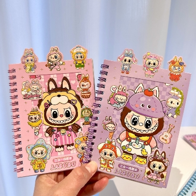 Picture of Labubu Notepad Set with Stickers & Keychain – Cute Cartoon Stationery Gift Pack kids notebook toys children sticker education stationery item- The Asia Express - Multicolor